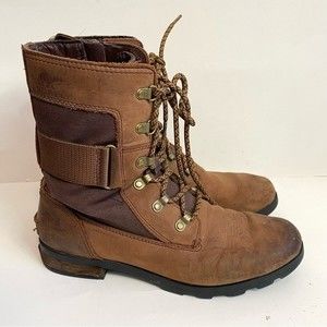 Sorel Size 10.5 Womens Brown Leather Lace-Up Boots